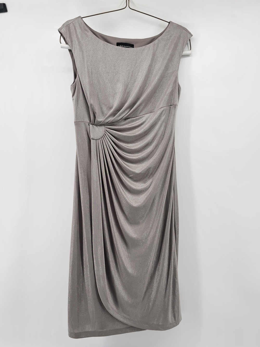 Connected Apparel Midi Dress‎ In Silver Size 12